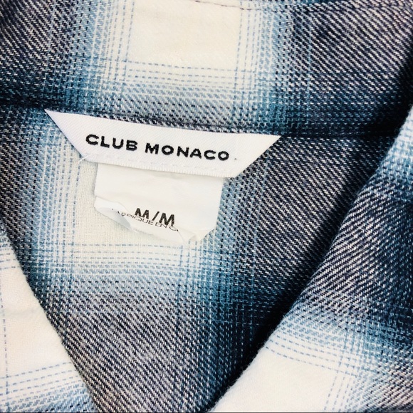 Club Monaco Blue Long Sleeve Plaid Ruffled Top - Picture 5 of 7